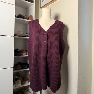 Vintage Roaman’s Red Wine Knit Button-Down Women's Vest Size Large